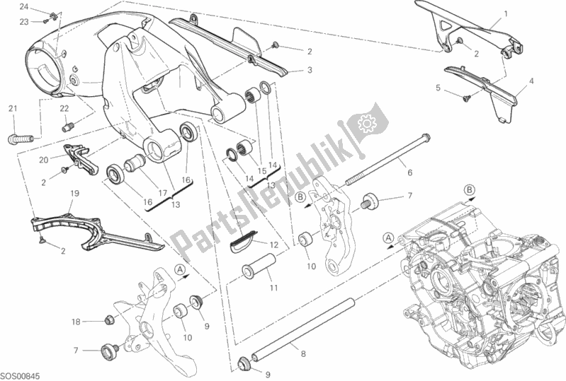 Tutte le parti per il 28a - Forcellone Posteriore del Ducati Supersport S 937 2018
